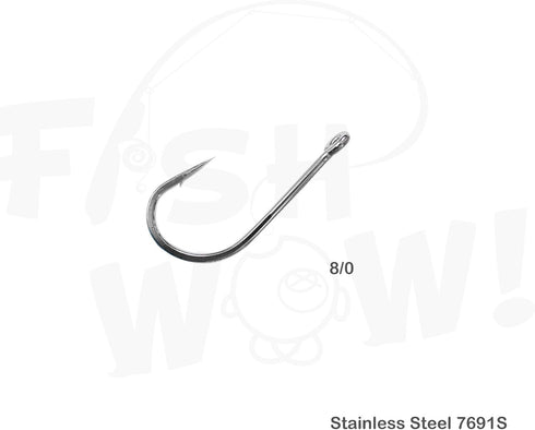 10pcs 7691S 8/0 Fish WOW! Big Game Southern Tuna Stainless Steel Hook Size