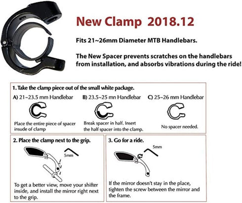 Hafny New Handlebar Bike Mirror - HD Glass Lens, Blast-Resistant, HF-MR088LS (Left Side, Blue Glass)