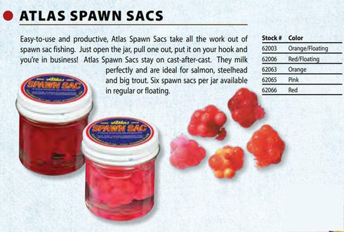Atlas Mike's (6 Spawn Sack Salmon Fishing Bait Eggs Sacks per Jar)