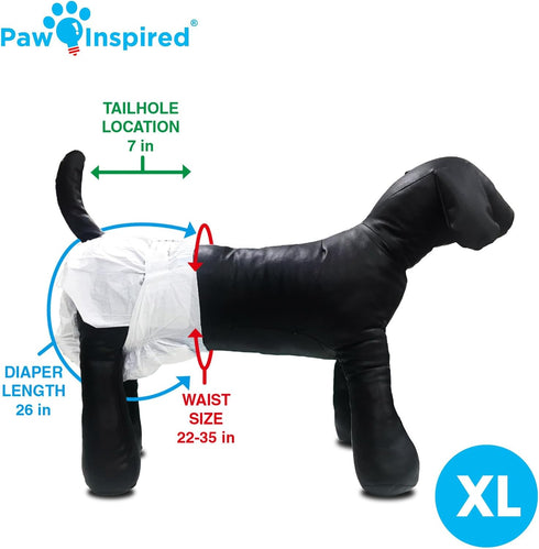 20ct Paw Inspired Disposable Dog Diapers | Female Dog Diapers Ultra Protection | Diapers for Dogs in Heat, Excitable