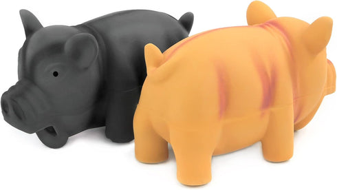 2 Pack 6.5" CHIWAVA Medium Pig Dog Toy for Dogs Latex Rubber Cube Squeeze Grunting Sound Interactive Play