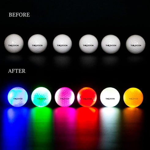 THIODOON Glow in The Dark Golf Balls Light Activated 6 Pack, LED Golf Balls for Night Golfing