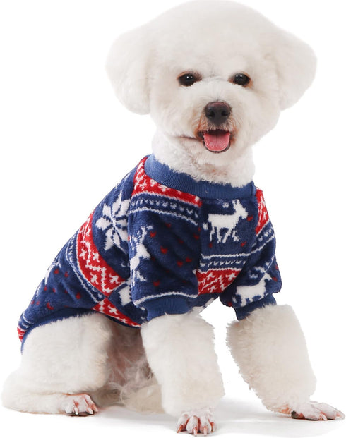 FabriCastle Dog Sweater, Pack of 2 or 3, Ultra Soft Warm Dog Clothes for Small Medium Dogs, Red, Blue, X-Small