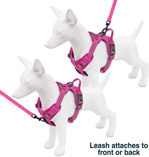 Voyager No Pull Dog Harness for Large Dogs - Adjustable Soft Pet Harness with Dual Leash Attachments, Fuchsia, L