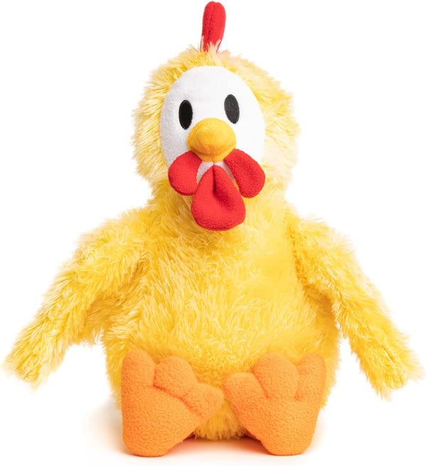 fabdog Fluffies Dog Toys - Cute Animal-Themed Squeaky Plush Toy for All Breeds - Fun Nylon Dog Toys | Small Chicken