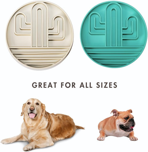Cactus Slow Feeder Dog Bowls - Silicone Non-Slip Puzzle Bowl for Large Medium Small Breeds