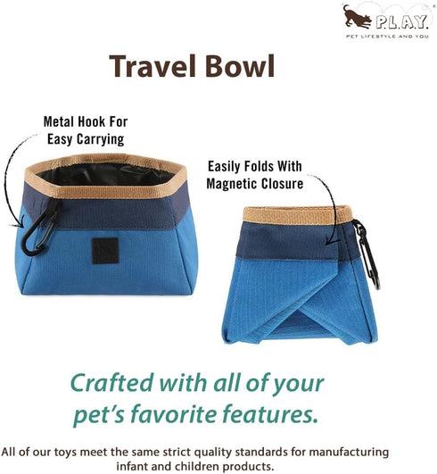 2.3L P.L.A.Y. Collapsible Dog Water & Food Bowl - Great Dogs, Travel, On-the-go, Hiking, Outdoors - Portable, Folds
