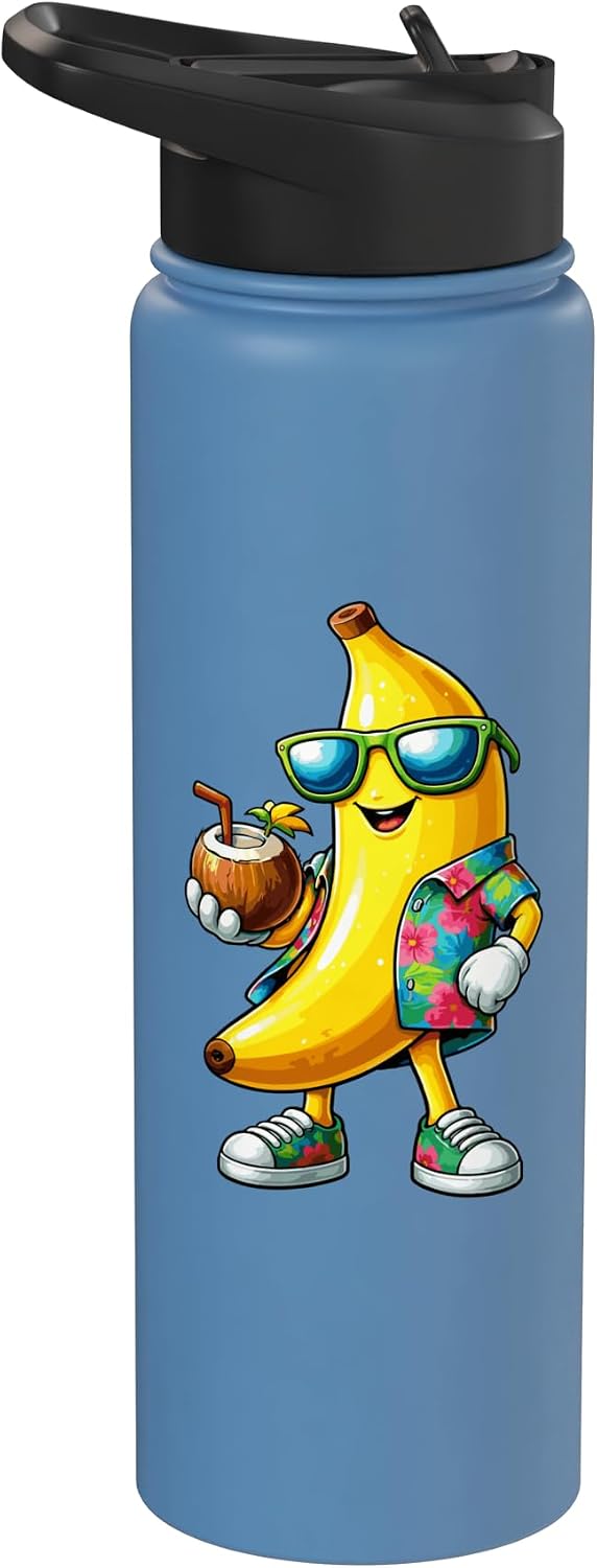 Banana Lovers Family Matching Summer Vacation Tee Funny Banana & Sunglasses Drinking Coconut Summer Boys Kids Stainless Steel Insulated