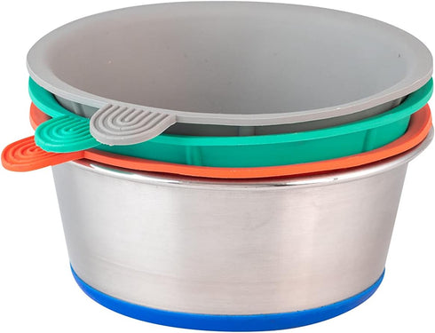 Our Pets DuraPet Stainless Steel Dog Bowl with 3 TPE Inserts, Holds 1.25 Cups for Puppies or Small Dogs