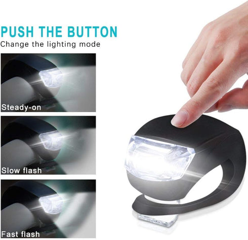 Set of 6 Bike Lights, Front and Back LED Clip-On Silicon Bicycle Lights with Waterproof Housing