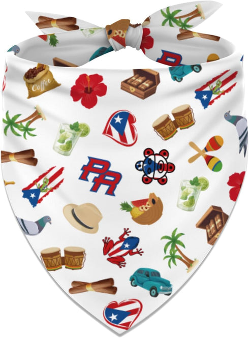 Puerto Rico Dog Bandana Puerto Rican Theme Patriotic Party Adjustable Triangle Bibs
