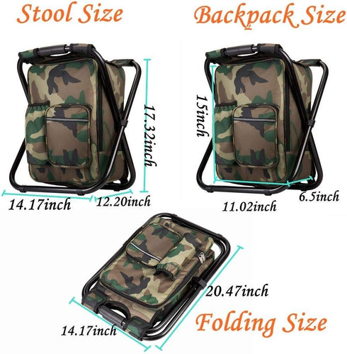 FCFKUK 3 in1 Backpack Backpack Bright starl Upgraded Large Size Multifunction Fishing Chair, Portable Hiking Camouflage