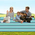 Large Picnic Blanket, Beach Blankets (80X60) Inch, Waterproof Quick Drying Mat for 3-5 Adults (Blue Stripes)