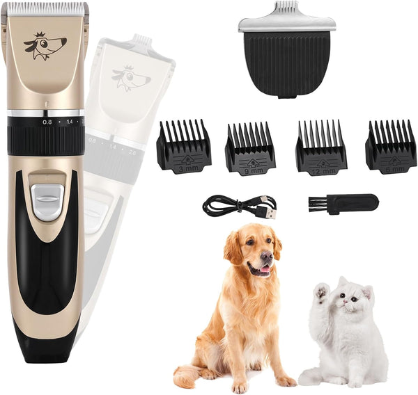 Aovdy Dog Clippers Grooming Kit, Low Noise with Rechargeable, Pet Shaver Cordless
