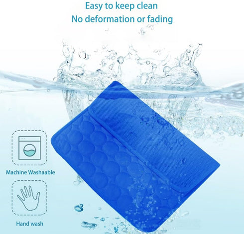 MICROCOSMOS Summer Cooling Mat & Sleeping Pad, Water Absorption Top, Safe Materials, Easy Carry, EZ Clean (Dark Blue,