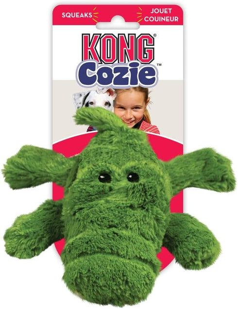Cozie KONG - Ali Alligator - Indoor Cuddle Squeaky Plush Dog Toy - for Medium Dogs