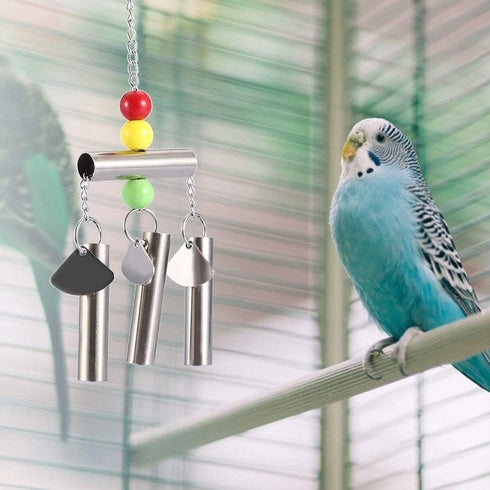 Stainless Steel Bell Parrot Toy, Heavy Duty Bird Cage Swing Stand for Small Birds, Parakeets, Cockatiels, Macaws
