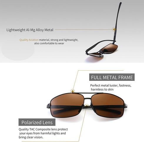 SUNGAIT Ultra Lightweight Rectangular Polarized Sunglasses with UV400 Protection