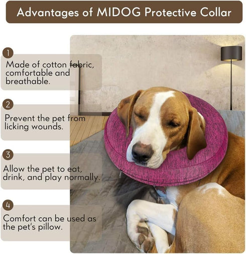 MIDOG Dog Cone Collar, Inflatable Neck Donut Collar Alternative After Surgery, Soft Recovery Cone for Small Medium