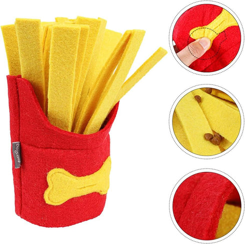 TEHAUX Dog Snuffle Toy - French Fries Shape Interactive Puzzle Toy for Slow Eating and Chewing
