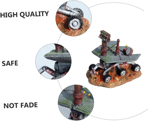 1pc Mars Rover Ornament for Home Car Trim, Glass Ornaments Fish Tank Shelter Mini House Figurine