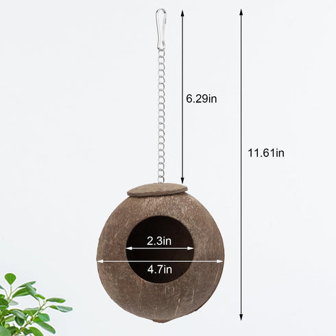 Hypeety Natural Coconut Hideaway - Parrot Birds Toys Decorative Bird Nest Cage for Pet