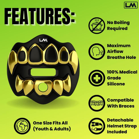 Loudmouth Football Mouth Guard - 3D Chrome Grillz Mouthpiece for Adult & Youth Football Accessories