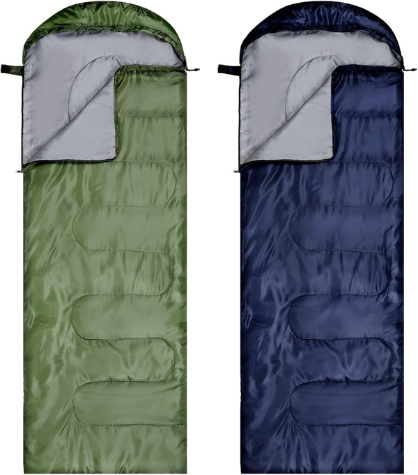 Tudomro 2 Pcs Camping Sleeping Bag for Adults, Lightweight Packable Waterproof Gear for Spring Summer Fall