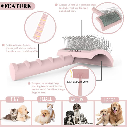 Slicker Brush for Dogs, Super Denser Soft Long Pin Slicker Dog Brush for Thick and Long Fur, 25mm (1'') Doodle Brush