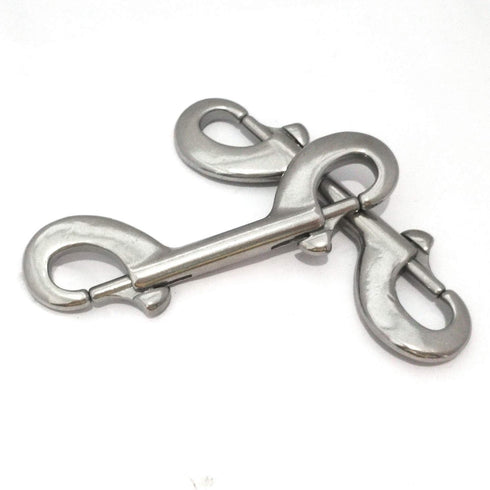 Pair of 316 SS Marine Grade Double Ended Bolt Snap Hook, 4-1/2'' (115MM) for Dog Leash/Pet Feed Bucket (Silver)