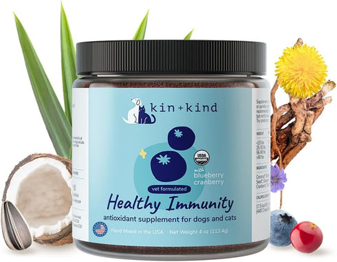 kin+kind Dog Supplement Powder for Healthy Immunity, Bladder Support, Natural Formula, 4 oz, Made in USA