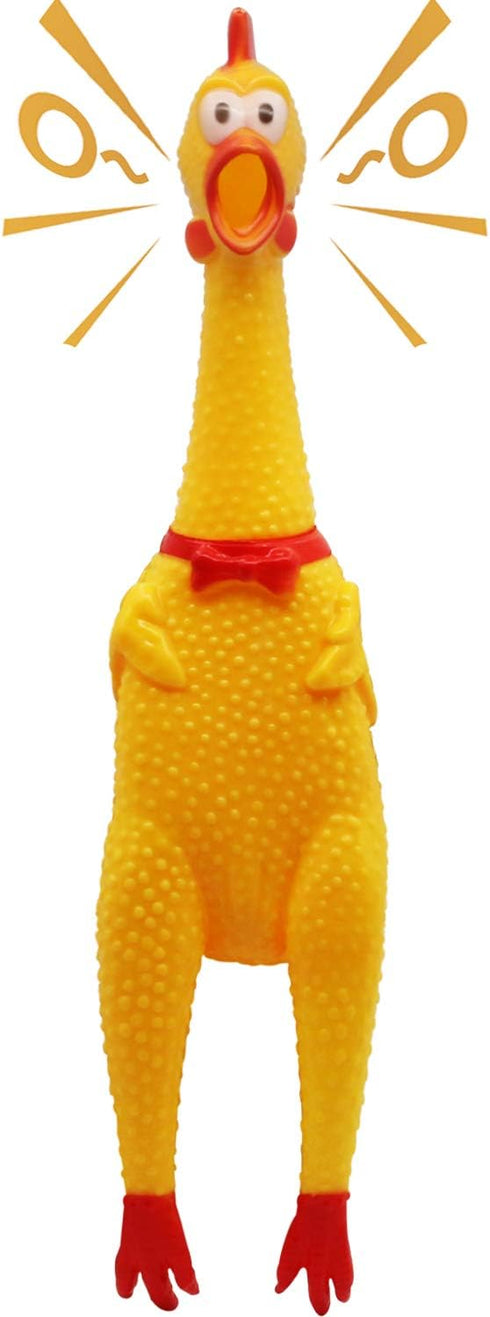 Novelty Place Extra Loud Squawking Rubber Chicken - Large 16” - Yellow Squeaky and Screaming Chicken for Kids or Adults