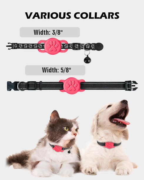 Dynmeow 1 Pack Airtag Cat Collar Holder, Stretchy Silicone Holder for Small Dog, Anti-Lost Compatible with Collars