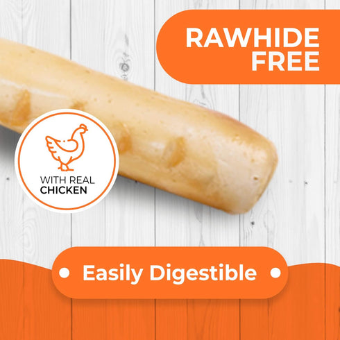 Canine Naturals Chicken Recipe Chew - Rawhide Free Dog Treats - All-Natural, Easily Digestible, Mini (6 Count) for Dogs