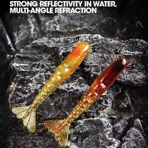 Wxbimksza 10-pcs 5colors 0.21oz/3.74in 0.35oz/4.53in Sinking Biomimetic Shrimp Soft Lure Artificial Fishing Bait