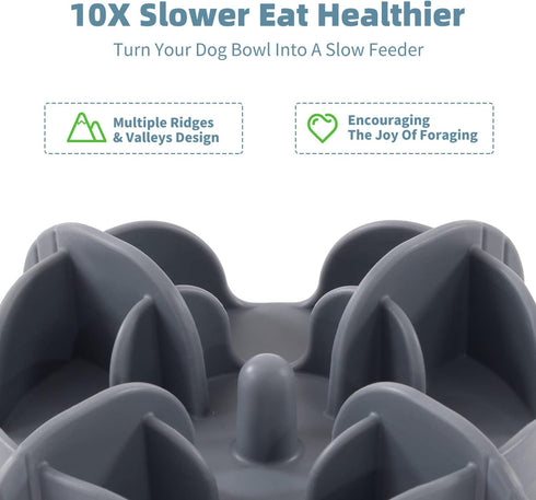 Jaoul Slow Feeder Dog Bowls Large Breed Insert, X-Large 7 Inch Cuttable Insert with 32 Suction Cups for Medium Large