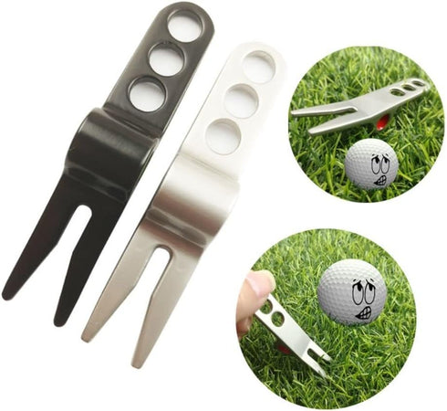 GANPUB 1Pc Silver Golf Ball Fork Pivot Divot Repair Tool Compatible Golf Divot Tools On-Course Accessories Divot Tools