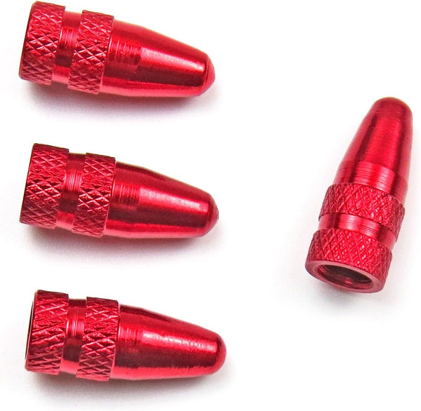 Red Aluminum Presta Valve Caps for Bike Tire Valve Stem Covers, Fit Presta/French Valves (4 Pack)
