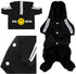 Cute Dog Hoodie Pajamas Tracksuit Coat for Winter, 4-Legs Black Clothing for Cat Puppy Small Medium Big Dogs (X-Small)