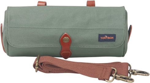 TOURBON Waxed Canvas Bicycle Top Tube Bag - Bike Handlebar Basket