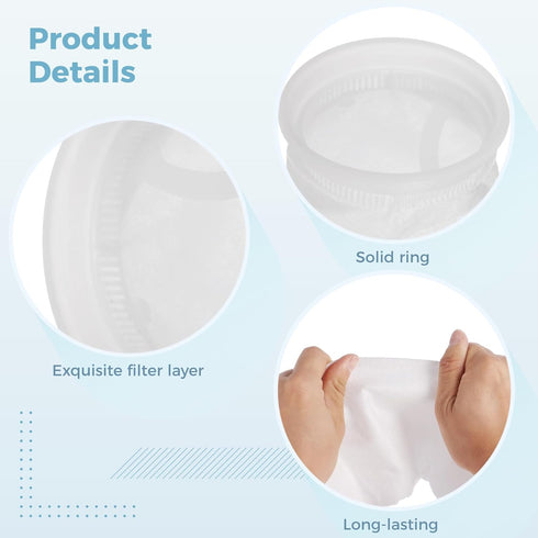 16 Pack 4 Inch Ring Filter Socks 200 Micron, Aquarium Felt Filter Bags for Saltwater and Freshwater