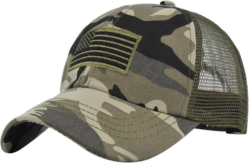 YOLAI Camouflage Print Baseball Caps Mesh Breathable Trucker Sun Hats Sunscreen Adjustable Visors