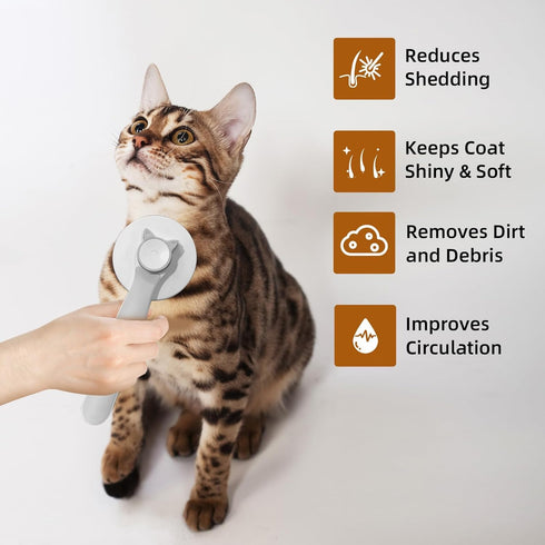 Cat Grooming Brush, Dog Slicker Brush for Shedding, Pet Hair Brush for Grooming, Gently Removes Loose Undercoat (Gray)