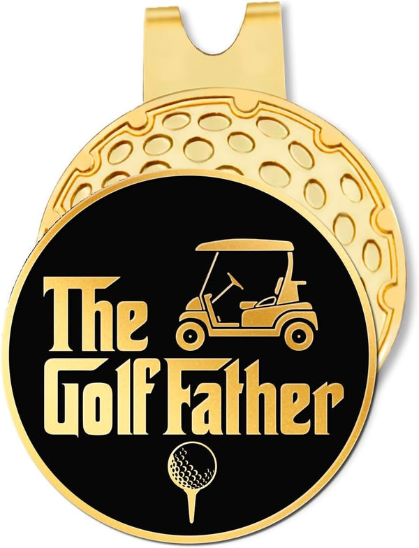 The Golf Father Black Gold Golf Ball Marker with Magnetic Hat Clip, Funny Golf Gifts for Men, Dad, Grandpa