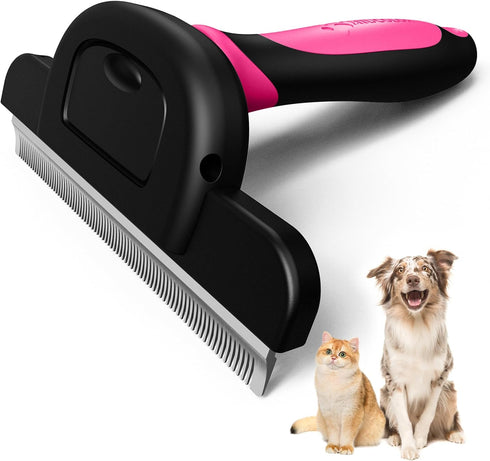 MIU COLOR Long Hair Pet Grooming Brush - Deshedding Tool for Medium and Large Dogs & Cats, Pink
