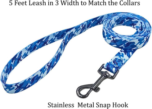 Ovale Dog Collar and Leash Combo Set, Adjustable Collar with 5 ft Matching Leash for Small Puppy Dogs (XS, Blue