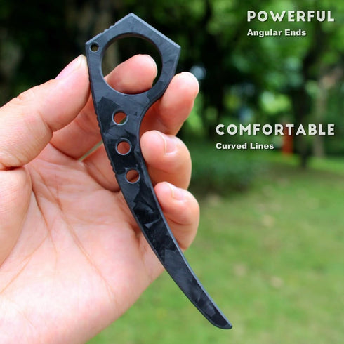 Fixed Blade Karambit Knife, Carbon Fiber Tactical EDC Tool, Combat Pocket Trainer Tool, No Cutting Edge, for Practice