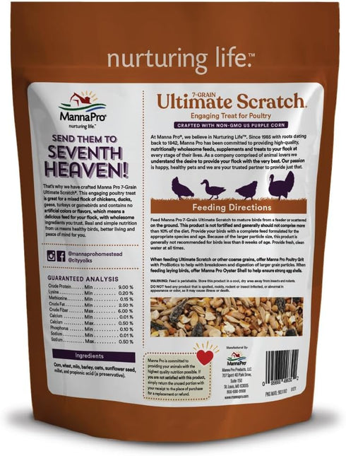 Manna Pro 7-Grain Ultimate Chicken Scratch - Scratch Grain Treat for Chickens and Other Birds - Non-GMO Natural Ingredients - 10 lbs