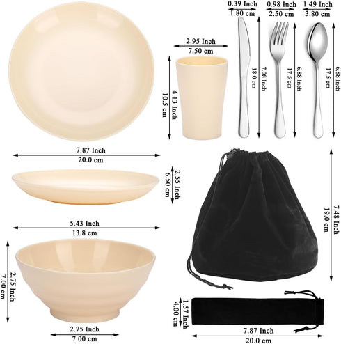 Kyraton Camping Utensils, Camping Mess Kit for Travel, Camping, Picnic, Outdoor, Camping Gear Include Knife, Spoon, Fork Silverware Set, Cup, Bowl, Plate, Camping Essentials for 1