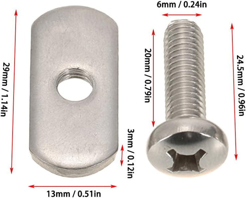 Lixada 4 Stainless Steel Kayak Rail/Track Screws & Track Nuts Hardware Gear Mounting Kit